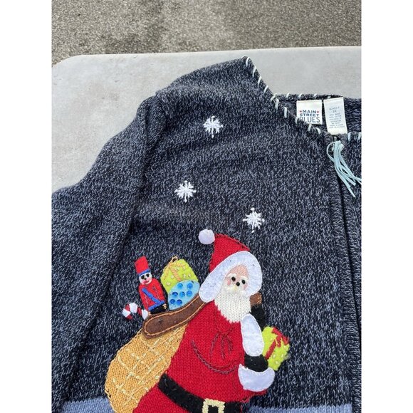 Main Street Blues Vintage 90s Christmas Holiday Knit Zip Cardigan Sweater 3X - Picture 5 of 14